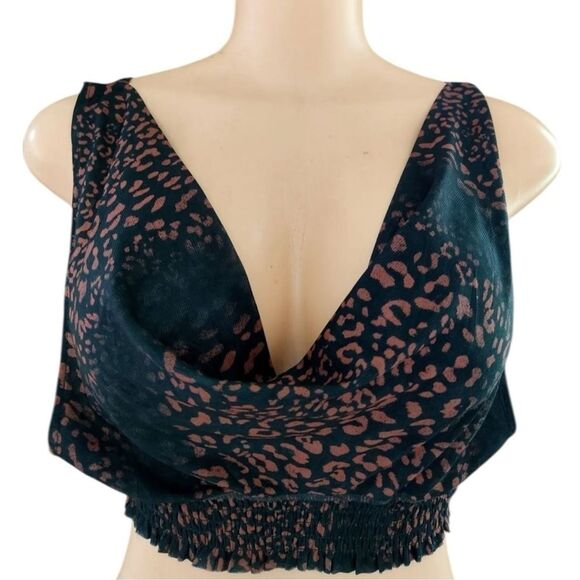 Free People Tops - Free People Intimately Crop Top Women Extra Large Leopard Print Pullover Draped